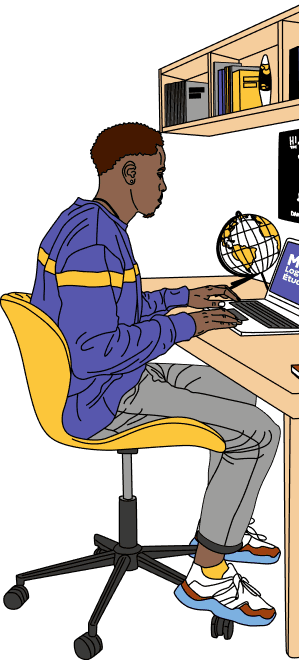 Étudiant travaillant sur son ordinateur